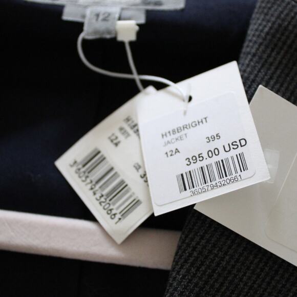 NWT Bonpoint Boys Houndstooth Wool Blazer Jacket Suit Coat Gray Navy 12 - Picture 7 of 8